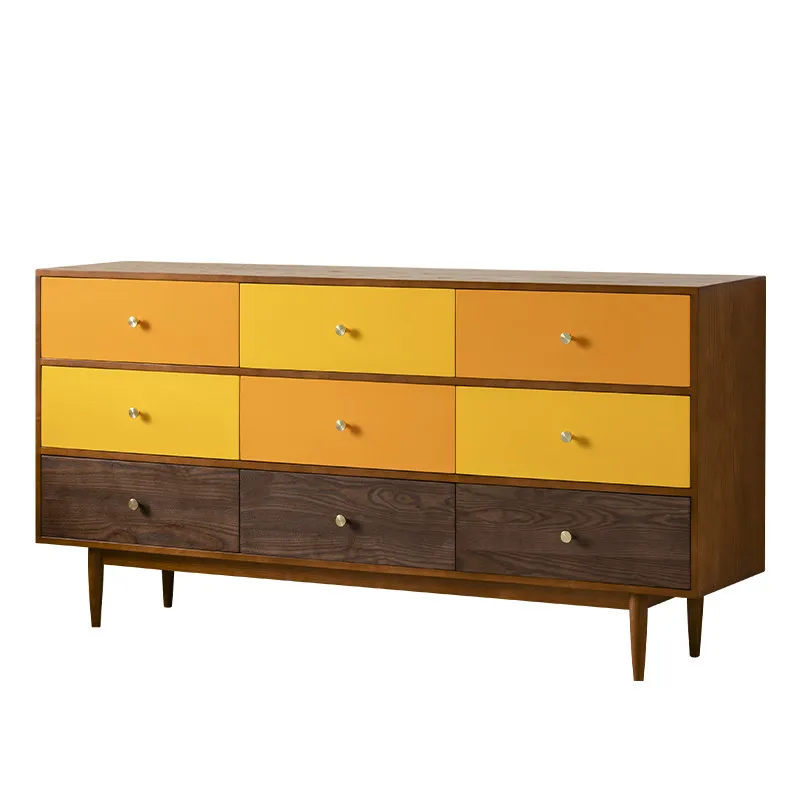 

French solid wood nine-chest cabinet, bedroom locker, living room wall drawer cabinet, storage cabinet, dining side