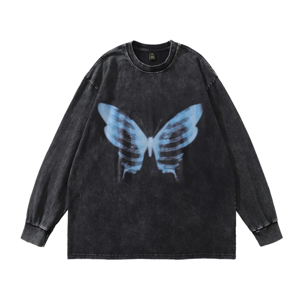 

High Street Oversized T Shirts Y2k Men Women Grunge Retro Black Anime Tees Harajuku Streetwear Cotton Long Sleeve Vintage Tops