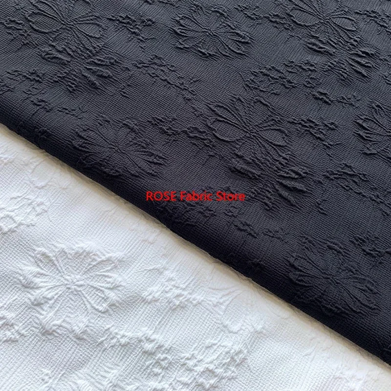 1 meter Polyester Elastic Embossed Flower Jacquard Fabric 3D Bubble Texture Spring Autumn Women's Dress Fabric