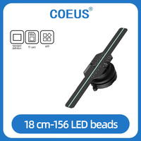 New 18CM custom logo products transparent led display mini 3d hologram fan projector halloween christmas hologram display