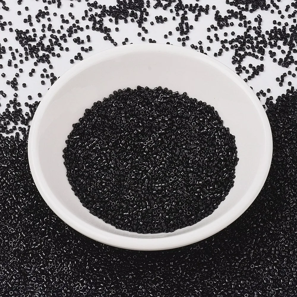 10gs MIYUKI Delica Beads Cylinder Japanese Seed Beads 11/0 (DB0010) Opaque Black 1.3x1.6mm Hole: 0.8mm 2000pcs/10g