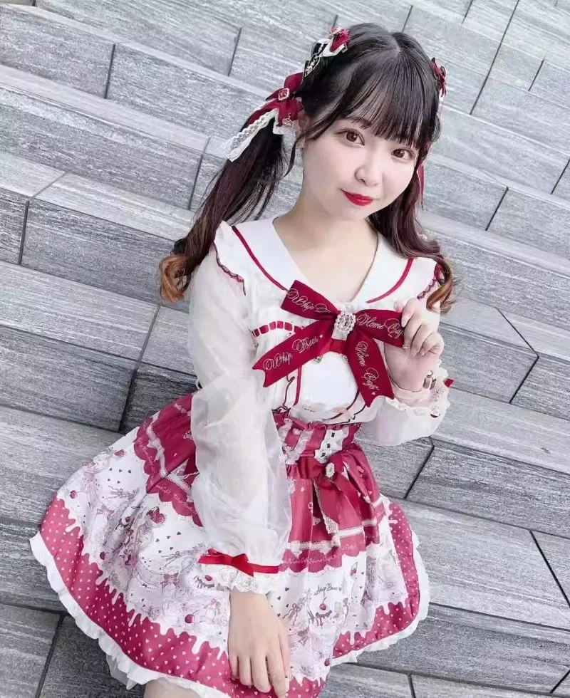 Rok pendek wanita baru pakaian Kawaii warna Pink gaya Lolita Jepang Musim Panas 2024 rok Mini busur belakang pinggang tinggi nyaman