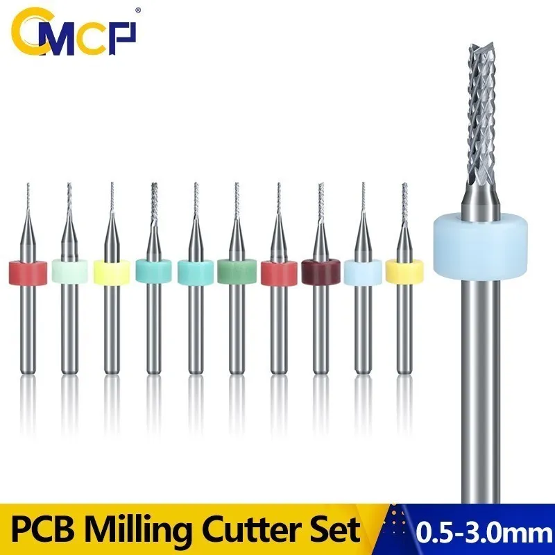 

CMCP PCB Corn Milling Cutter Engraving Cutter 10pcs 0.5-1.4/1.0-3.0/1.5-2.4mm Carbide EndMill CNC Router Bits for PCB Machine