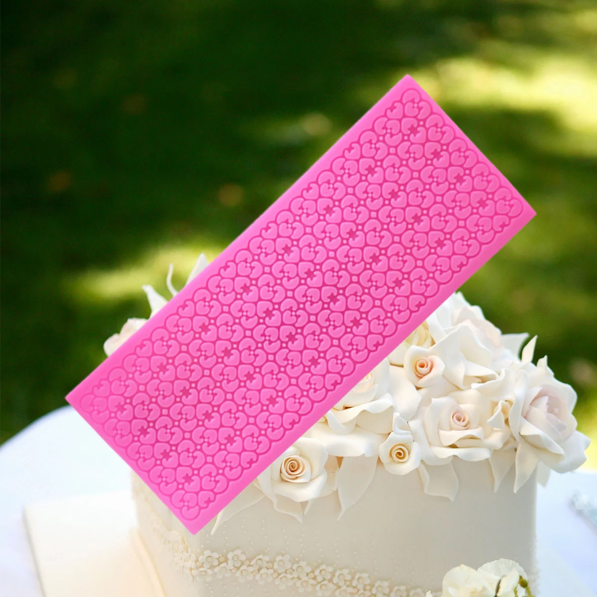 

Pink Lace Pattern Silicone Mold Nonstick Fondant Cake Chocolate Candy Ice Jelly DIY Baking Decorating Mold DIY Baking Molds