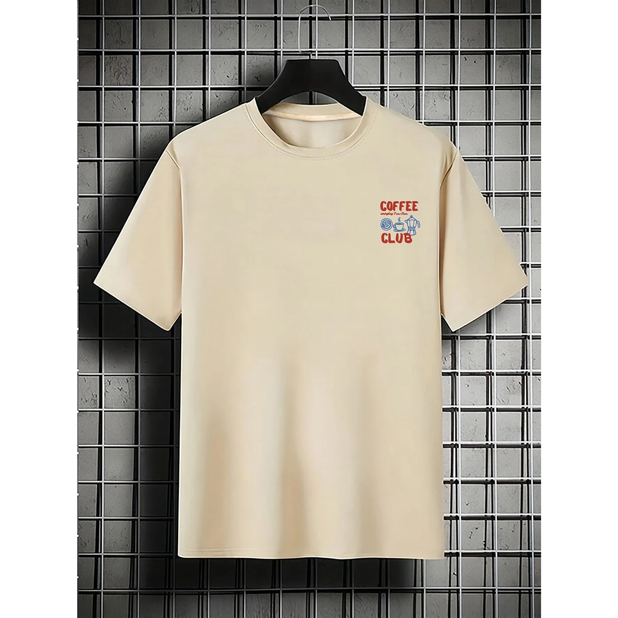 Men Coffee Club Leisure T-Shirt Graphic Print Daily Commuter Sports Oversize Casual Short Sleeved Unseix Oversize T-shirt Top