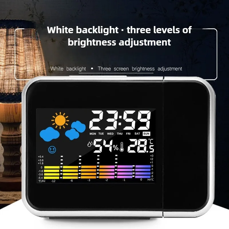 

projection LED,Alarm Clock for Bedroom,Indoor Thermometer Hygromete,Digital Alarm Clock with Weather Station,alarm clock digital