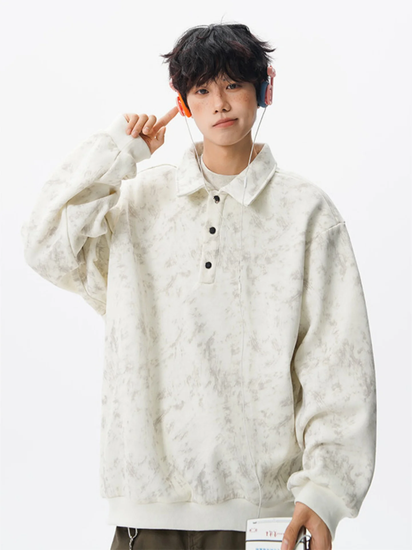 

Мужская свободная толстовка American Style, окрашенная, осенняя, повседневная, комфортная, с длинным рукавом, базовая футболка