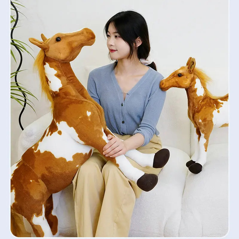 28-70cm Cartoon Simulation Horse Plush Toy Stuffed Lifelike Animal Dolls Girl Birthday Gift Home Decoration