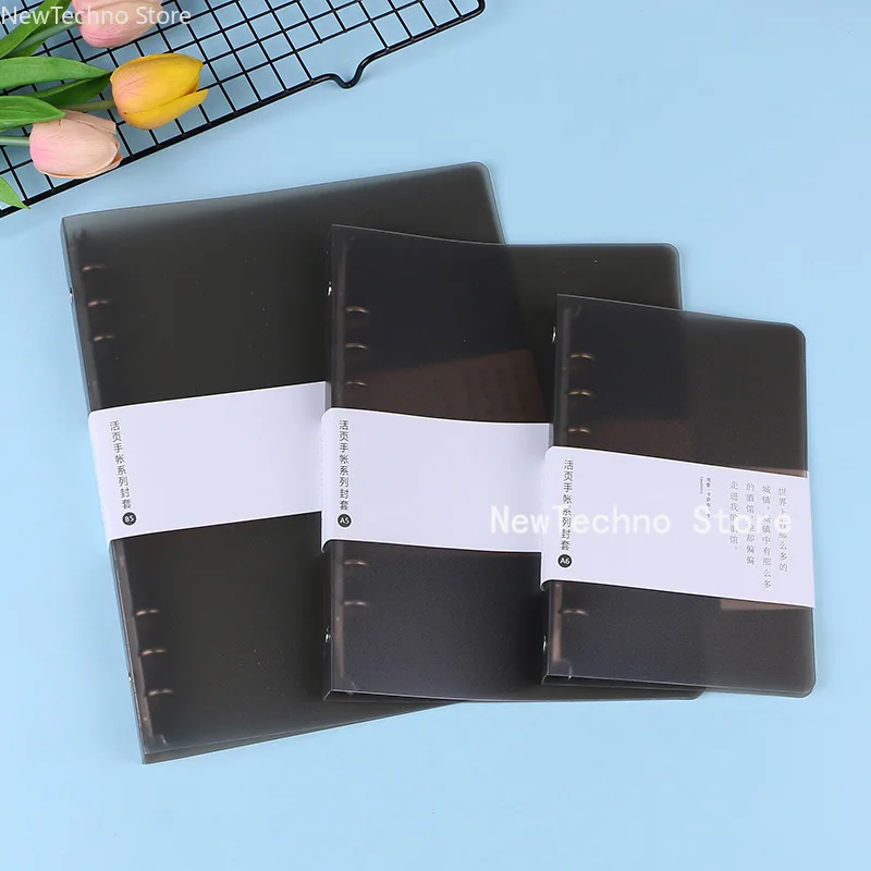 B5/A5/A6 PP 6 Holes Transparent Color Plastic Notebook Cover Case  Loose Leaf Ring Binder Diary Planner Cover