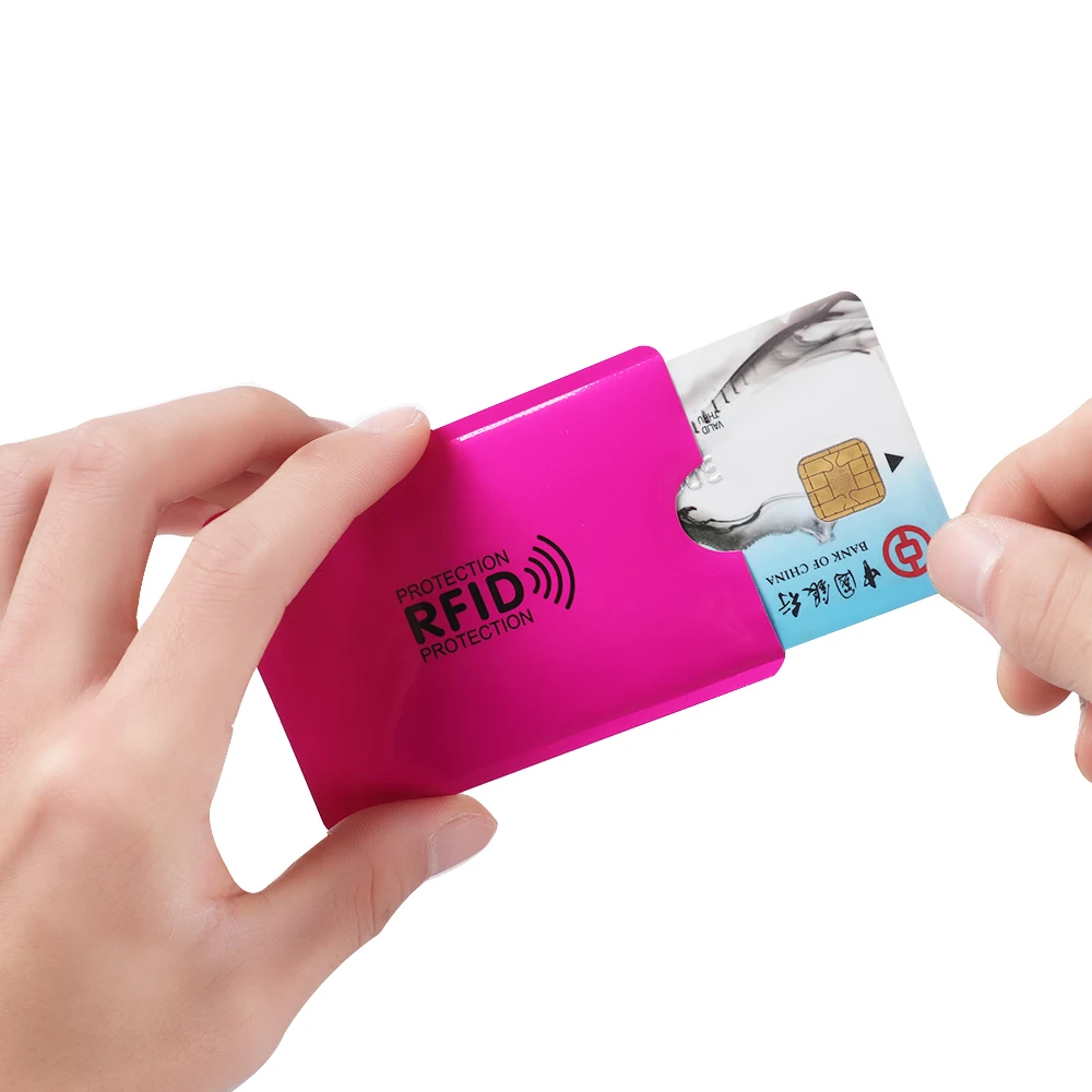 5 ชิ้นความปลอดภัยธนาคารอลูมิเนียมป้องกันการโจรกรรม RFID การปิดกั้นป้องกันกรณีปกผู้ถือบัตรแขนกระเป๋าสตางค์