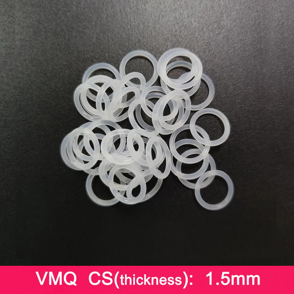 50/20 Pcs/Lot VMQ Silicon Sealing Rings Gasket C/S 1.5mm O Ring Silicone Rubber Seal Washer Anti-aging   Size: OD*ID*CS