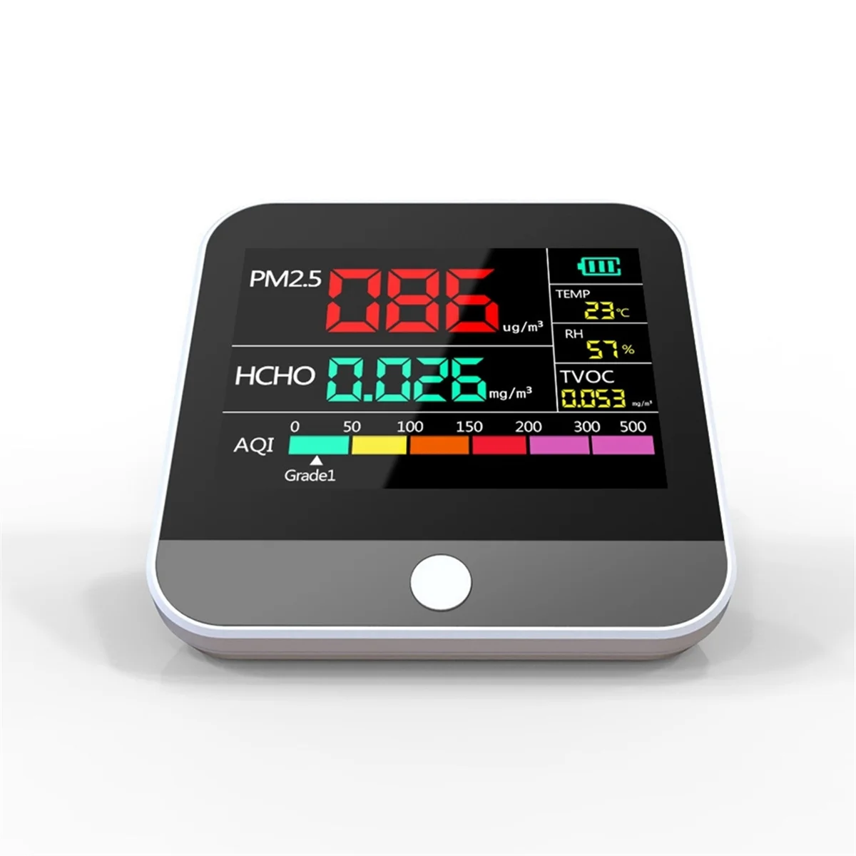 Hot koop Acht in Een Indoor Luchtkwaliteit Monitor PM2.5/PM1/PM10 Monitor Temperatuur Formaldehyde TVOC Luchtkwaliteit tester