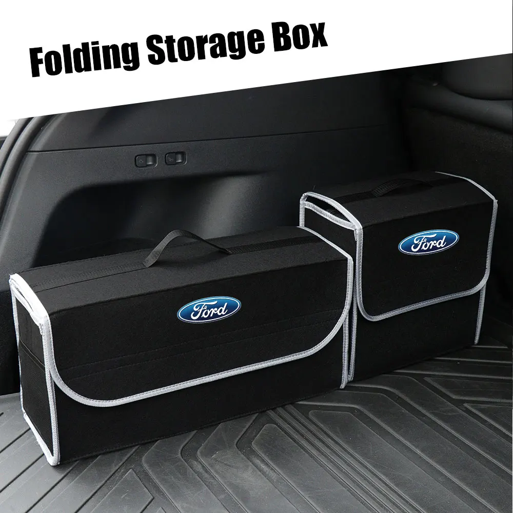 Car Trunk Storage Box Foldable Felt Car Organizer Stowing Tidying Box For Ford Ranger Focus Kuga Mustang S-MAX Transit Mondeo