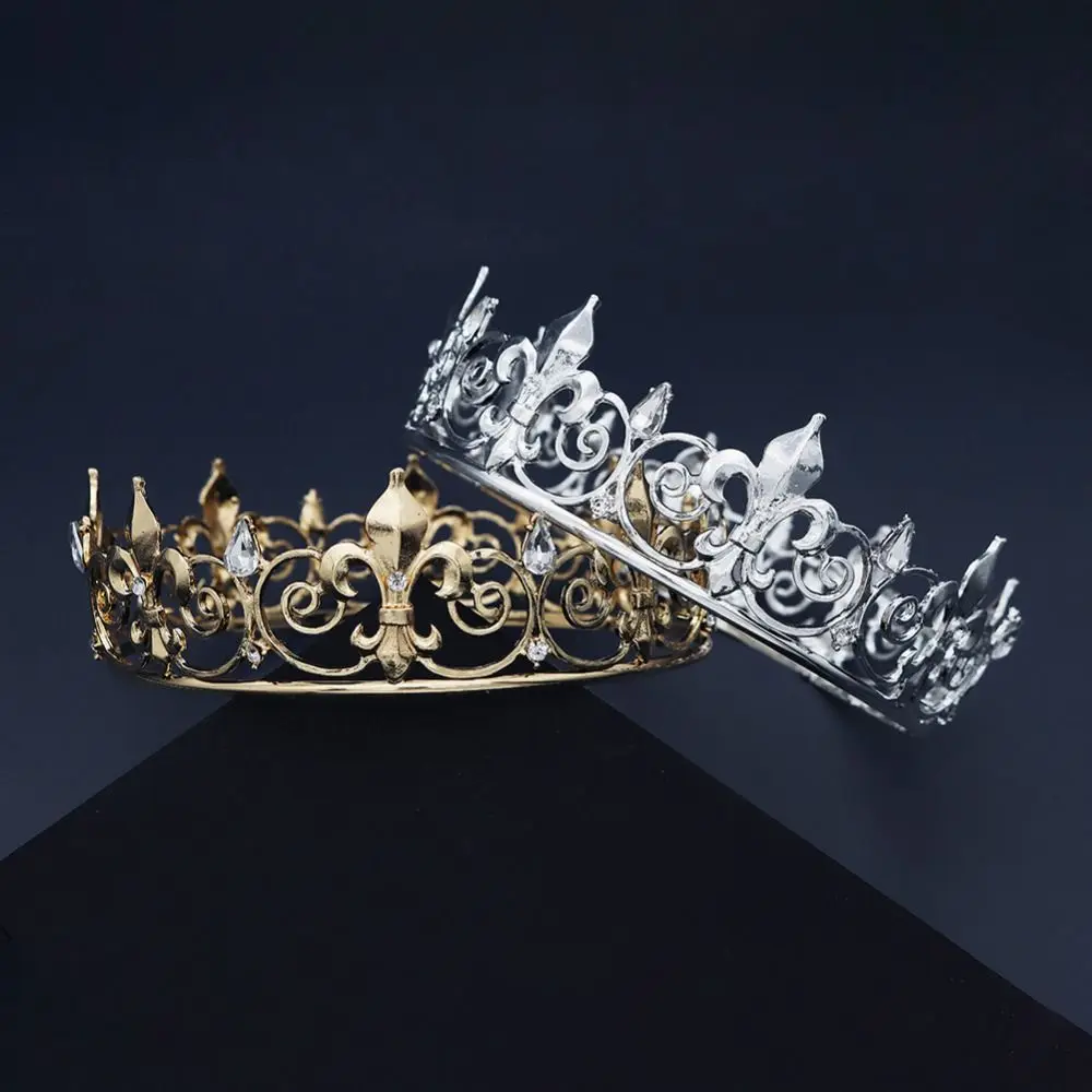 Bar Mitzvah Crown King Crown Hair Hoop Headband Metal Prince Crowns Korean Style Hair Accessories Round Tiaras Hair Ornaments