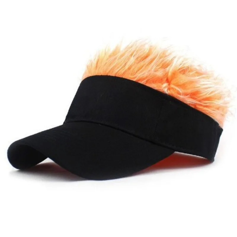 Solid Color Hairy Wig Cap Leaf Camouflage Integrated Baseball Cap Funny Hat Men Women Unisex Adjustable Breathable Casual