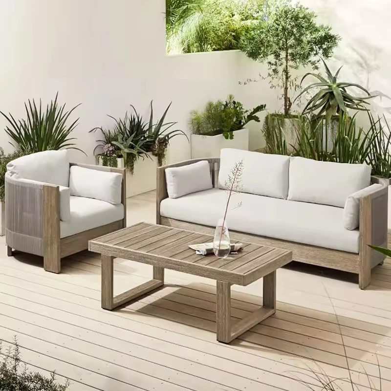 

Garden Sofa Low Seat and Wide Plank Weathered Solid Teak Lounge Chair