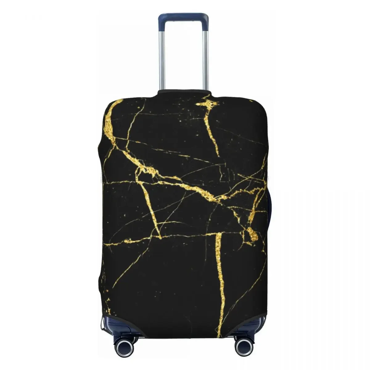 

Custom Luxe Black And Gold Marble Texture Luggage Cover Protector Abstract Modern Geometric Graphic Travel Suitcase Covers