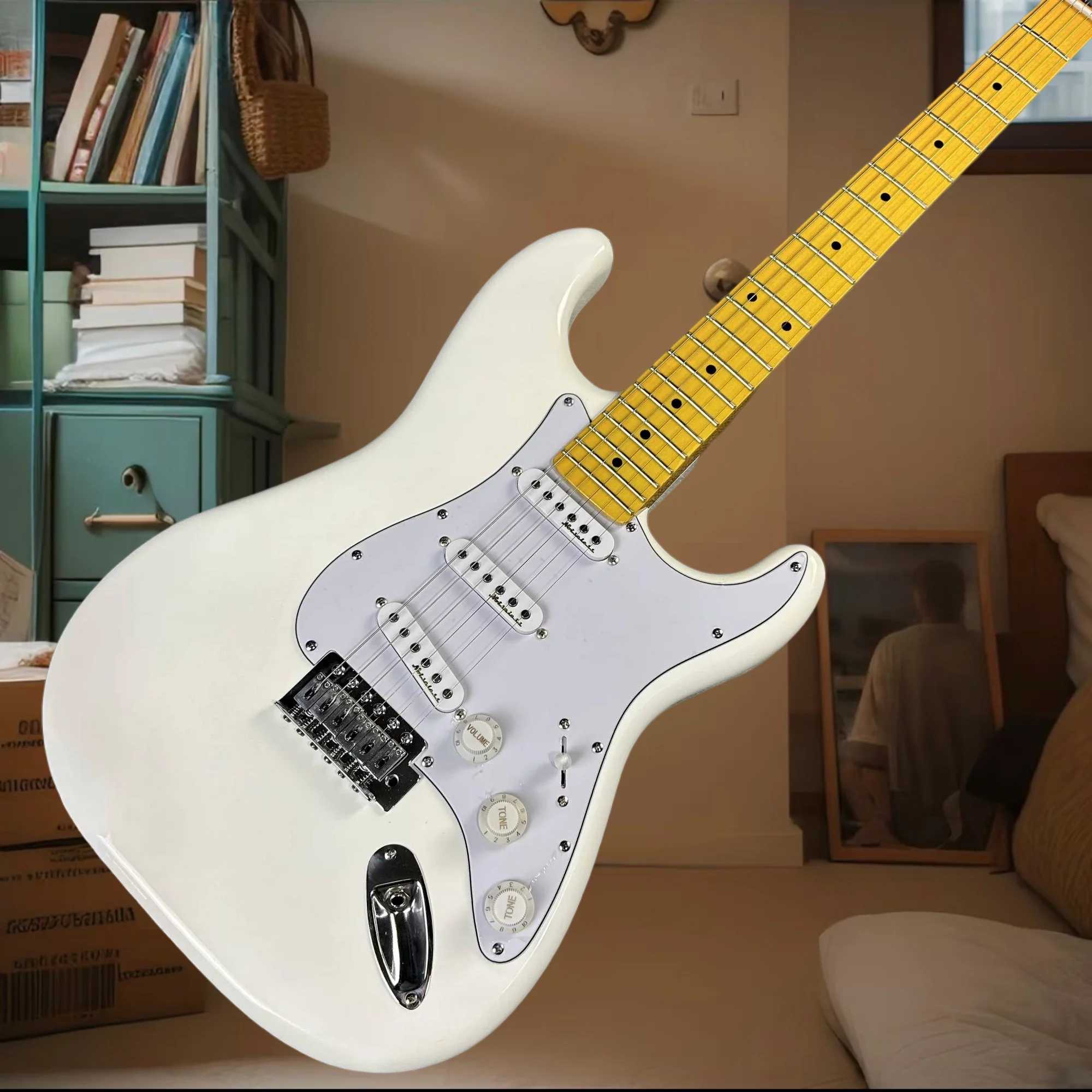 

White STS Maple Neck Mahogany Body 3S Pickups 22 Tone Electric Guitar Hot Sale Rock Music