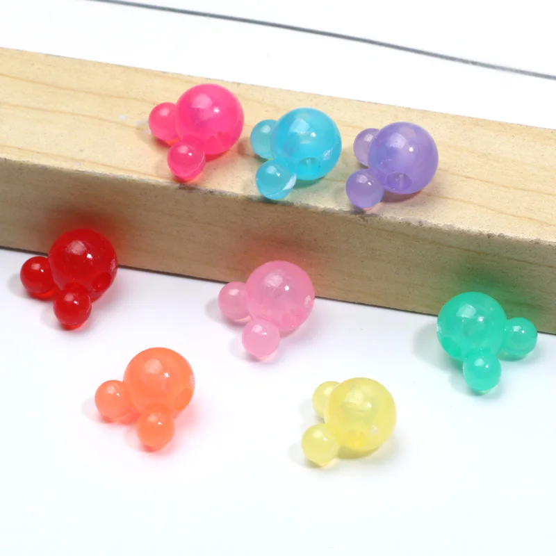 Jelly Color 11x12mm Cartoon Mouse Head Acrylic Beads For Jewelry Making DIY Jewelry Beads Necklaces Women Earrings Accessories