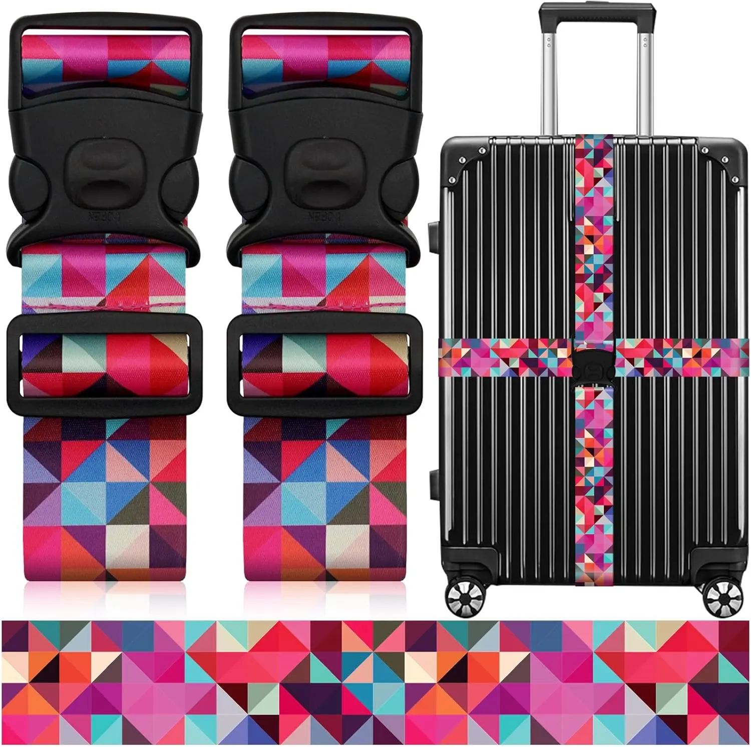 

Набор из 2 регулируемых ремней для багажа с двойным замком, из прочного нейлона, для чемоданов и дорожных сумок