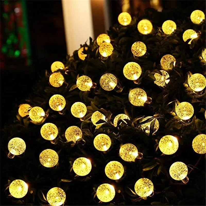 Solar Crystal Globe LED String Lights 60 LED 8 Lighting Modes IP65 Fairy Light Christmas Garland For Garden Party Decor