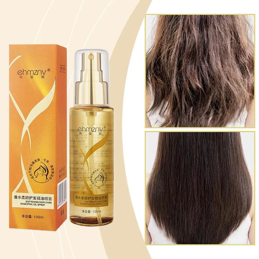 100ml spray de essência de cabelo aromaterapia óleo de cuidados com o cabelo spray de cabelo spray brilho aromático óleo de cuidados com o cabelo suave g5y5