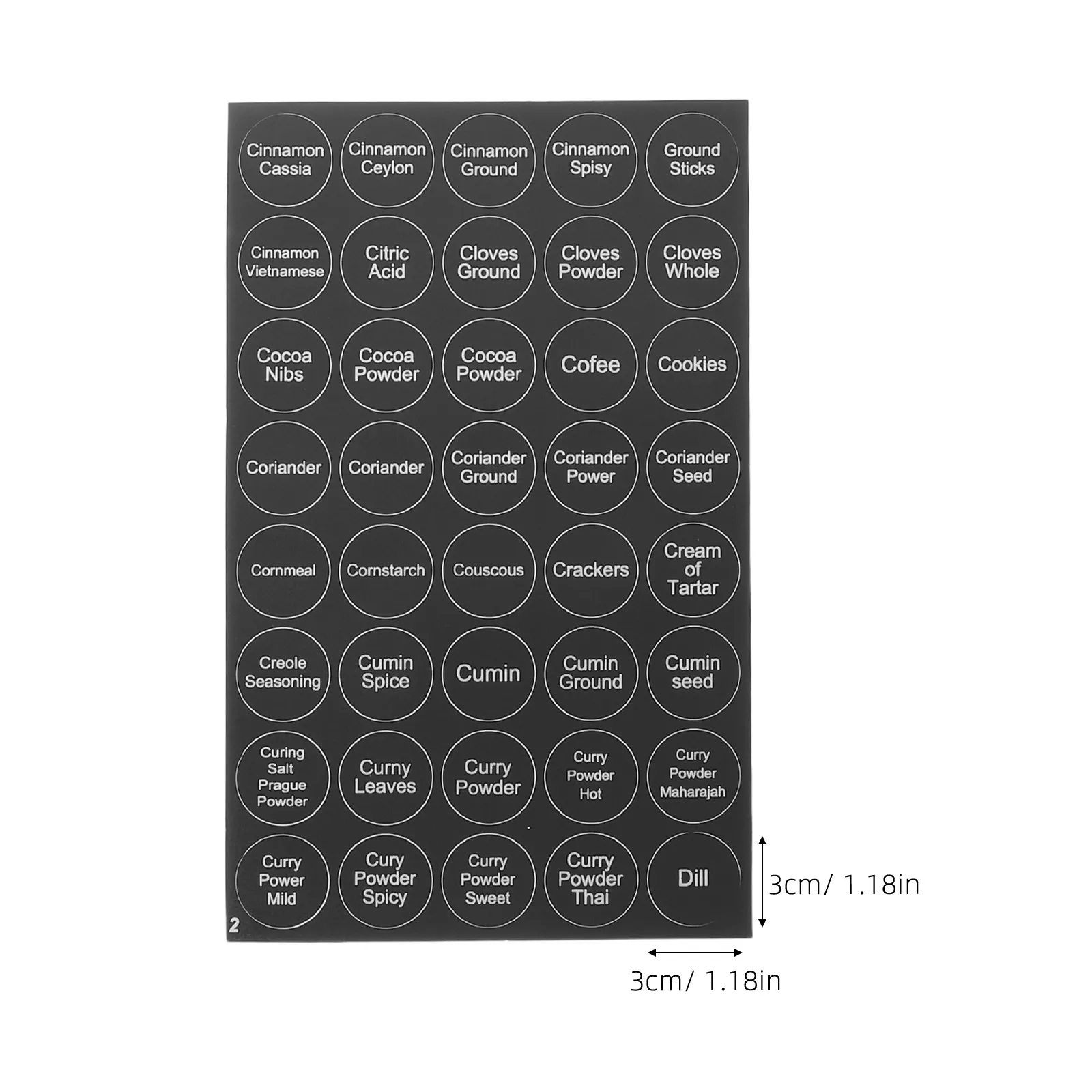 2Sets Spice Labels Waterproof Adhesive Round Preprinted Tear Resistant Label Stickers for Kitchen Spice Jars Food Containers