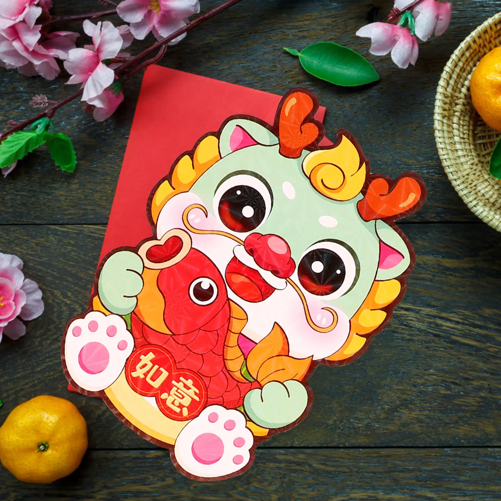 

60Pcs Chinese Red Envelopes Cute Patterns Auspicious Blessings Compact Lightweight New Year Party Red Envelopes Chinese