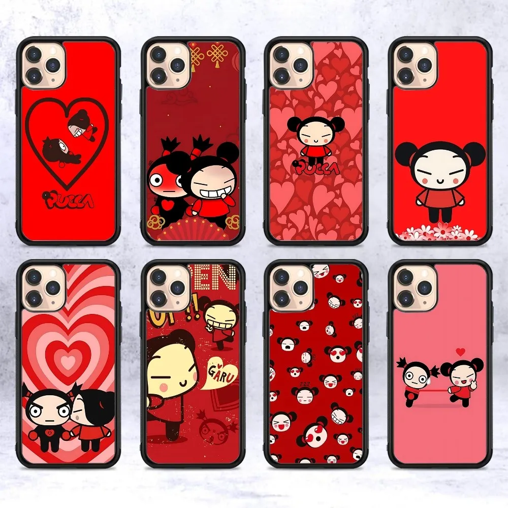 P-Pucca G-Garu Cute Phone Case Silicone PC+TPU For For IPhone 11 12 13 14 15 16 Plus Pro Max Cover