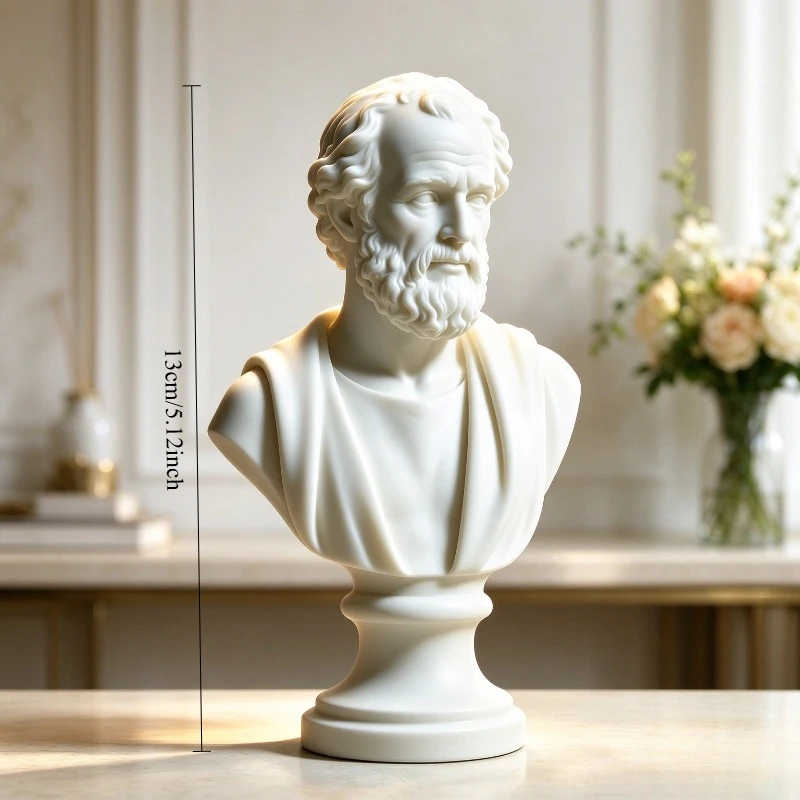 Socrates Bust Statue, Greek Philosopher Figurine, Vintage Tabletop Ornament, Modern Home Decor, Premium Collectible Gift