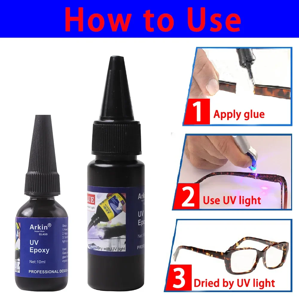 Pegamento UV transparente superfuerte, adhesivo epoxi para gafas, grietas de Metal, plástico, acrílico, diamantes de imitación, joyería, reparación de Fix de pesca