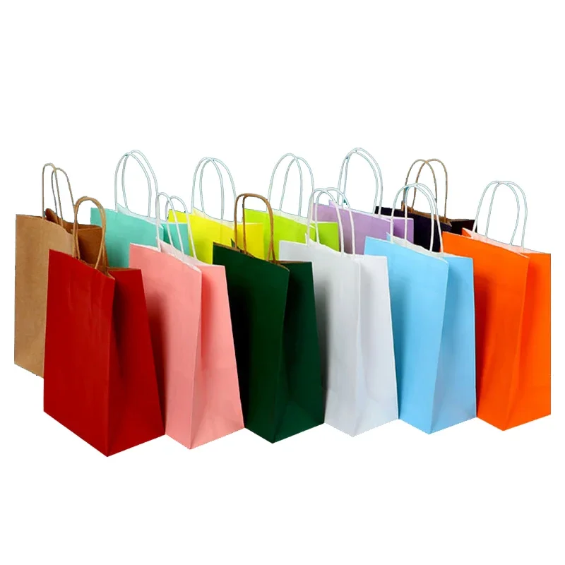 10/30/50pcs Holiday Party Gift Bag with Handle Jewelry Shopping Bag Christmas Valentine\'s Day Marriage Gift Colored Paper Bag