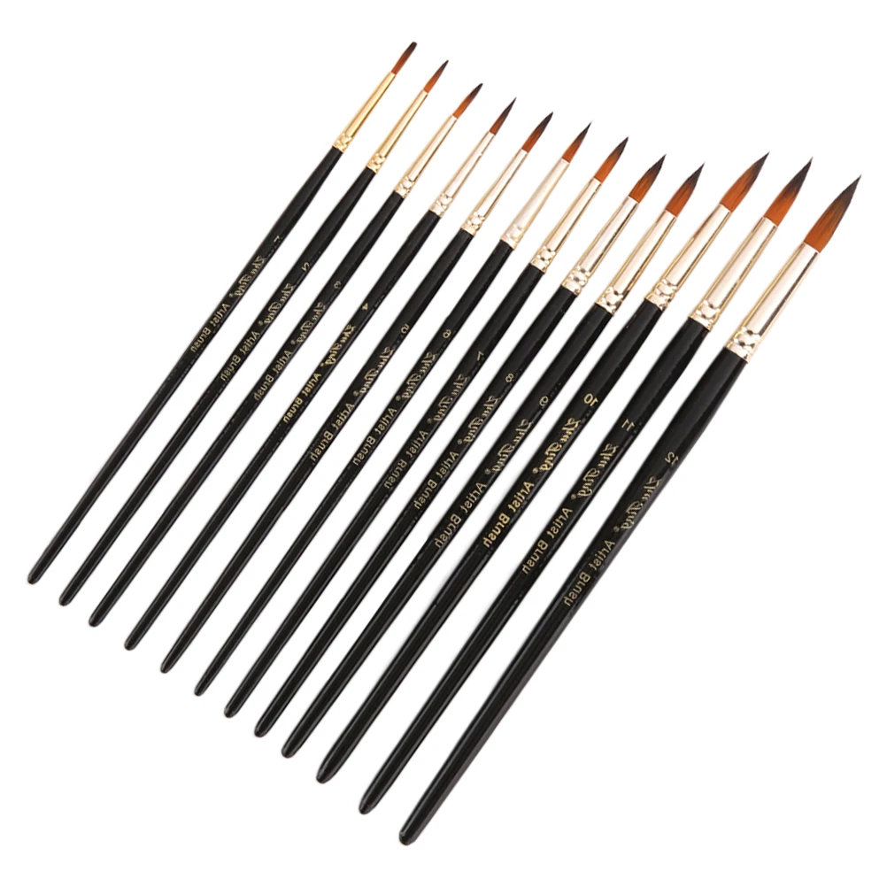 

12 Pcs Two Color Paint Brushes Durable Nylon Beginner Hobbyist Artist Student Watercolor Oil Gouache Acrylic Face Painting Safe