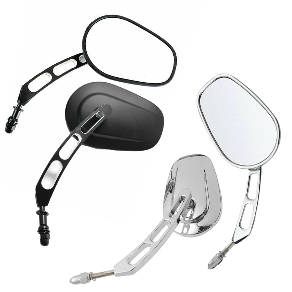 Pair Chrome Motorcycle Universal 8mm Rear View Side Mirrors For Harley-Davidson Street Glide Road King Fatboy