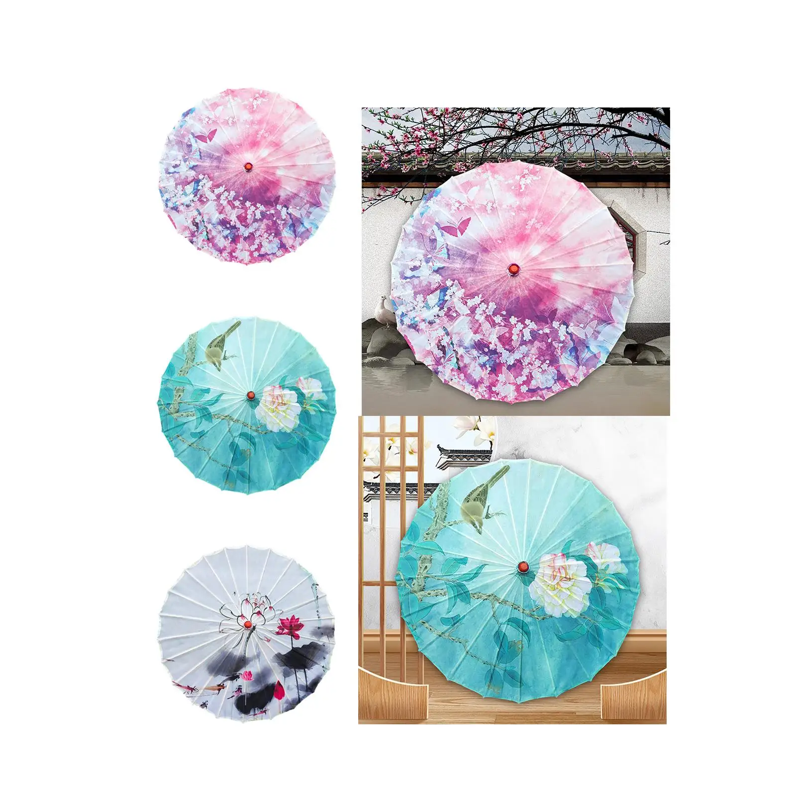 Chinese Oiled Paper Umbrella Dancing Props Oil Paper Parasol for Cosplay Dance Recitals Performance Wedding Music Festivals