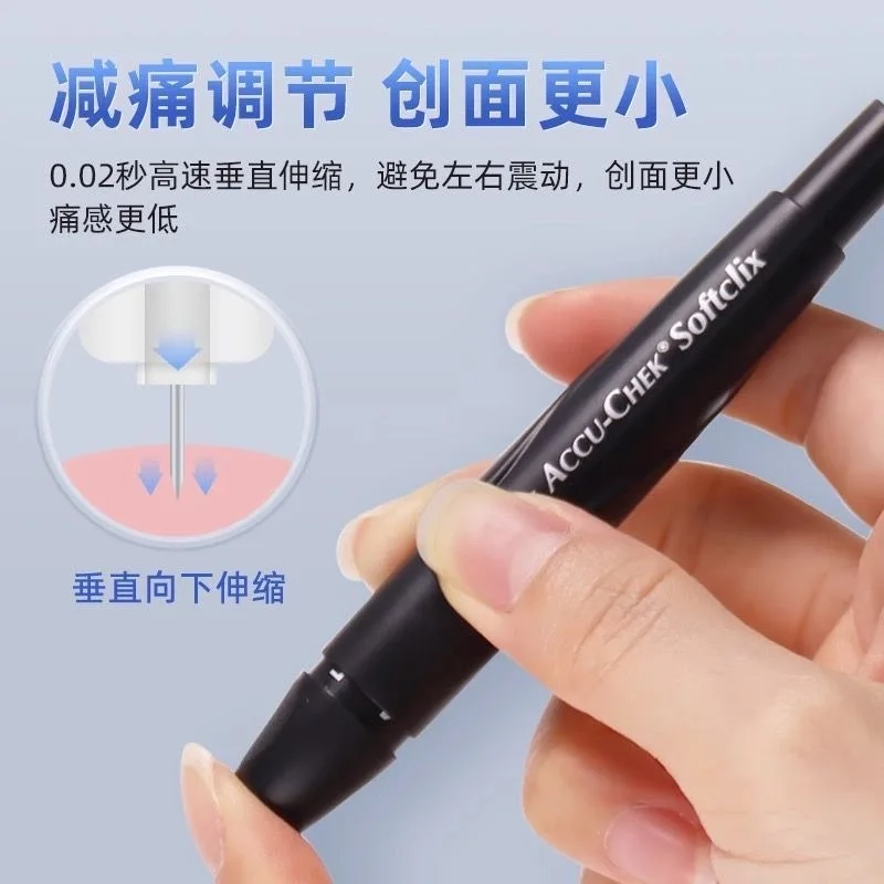 ACCU CHEK Soft clix lancing device Roche black pen virtually pain free Blood taking pen for patients with diabetes