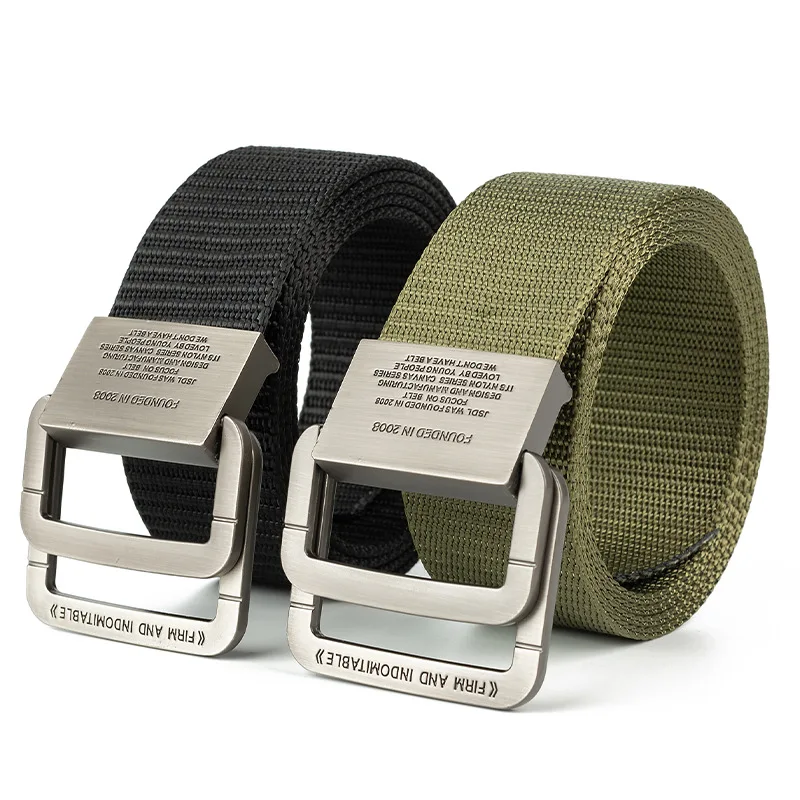 Canvas Belt Men\'s Belt Alloy Double Buckle High Quality Soft Nylon Belt Ladies Casual Personality Belt