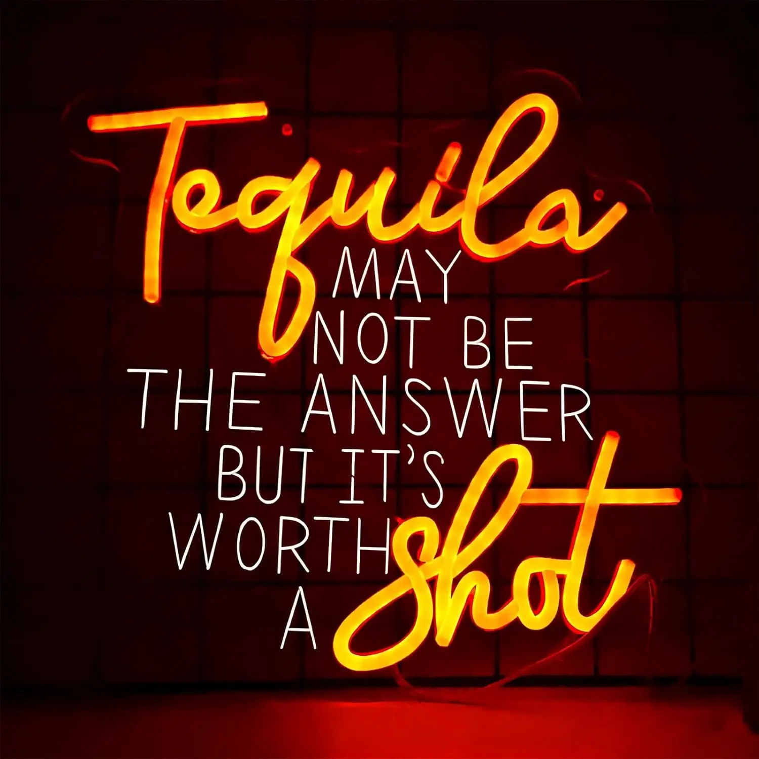 

"Tequila May Not Be The Answer But It's Worth A Shot " Neon Sign Art Wall Light USB LED Neon Light Bar Club Bedroom Decoration