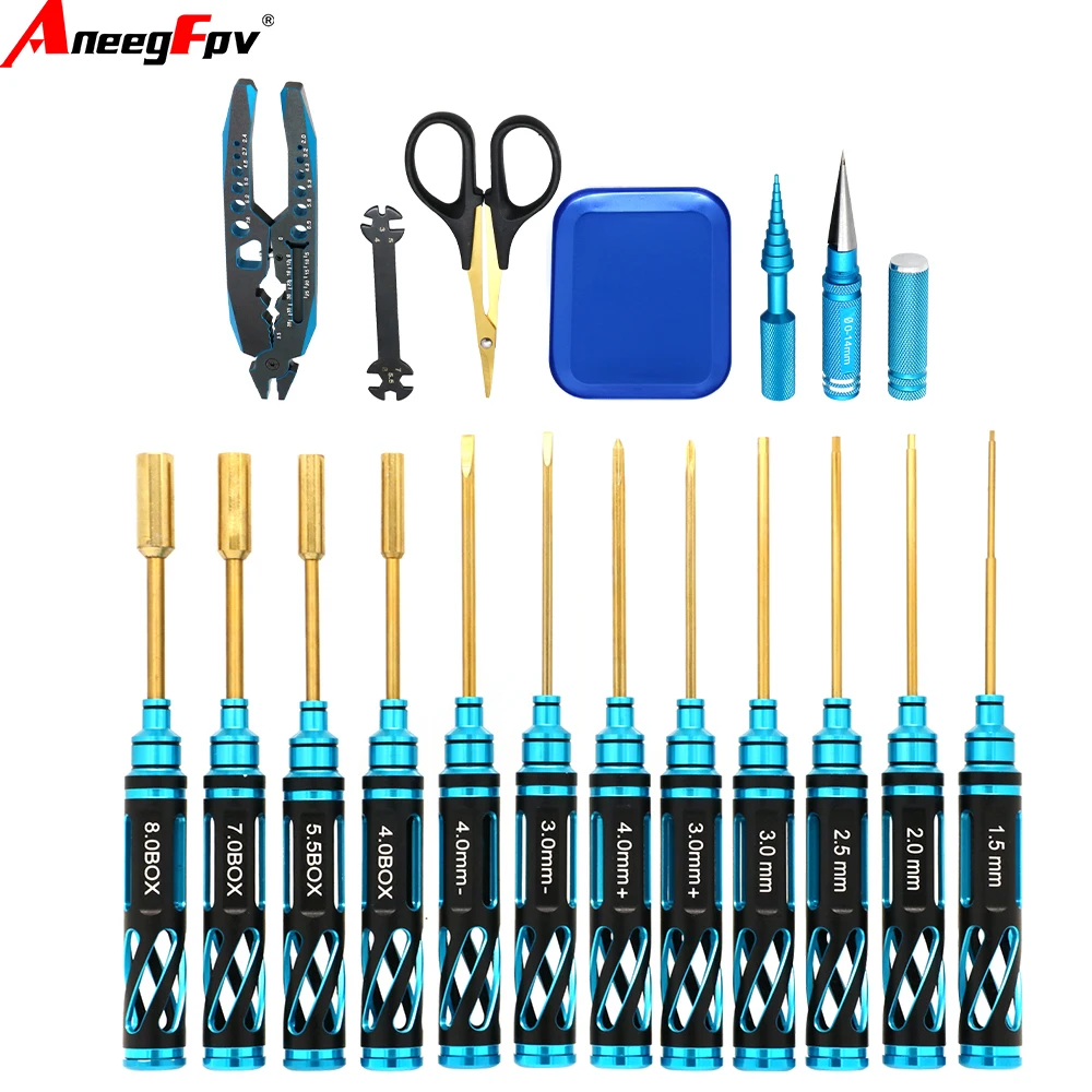 18 in 1 RC Tools Kit Box Set Screwdriver Pliers Hex Sleeve Socket for RC Car Boat Quadcopter Helicopter Multirotors Repair