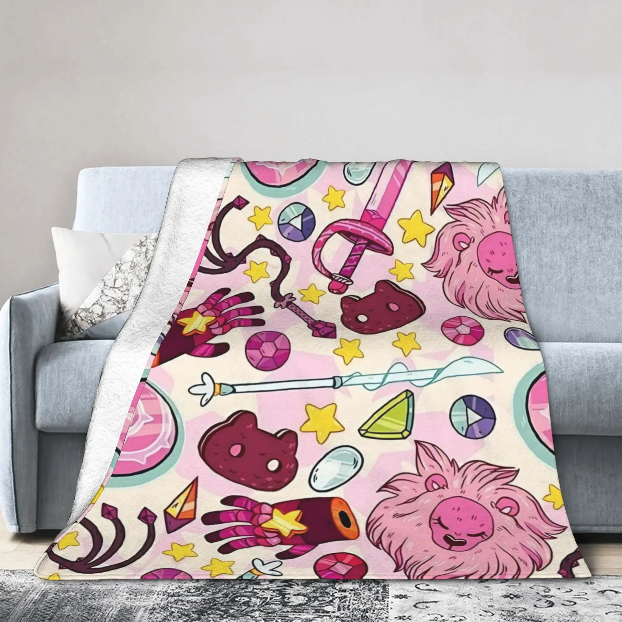 Garnet Peridot Lapis Lazuli Amethyst Knitted Blankets Flannel Steven Super Warm Throw Blanket for Car Sofa Couch Bedspread