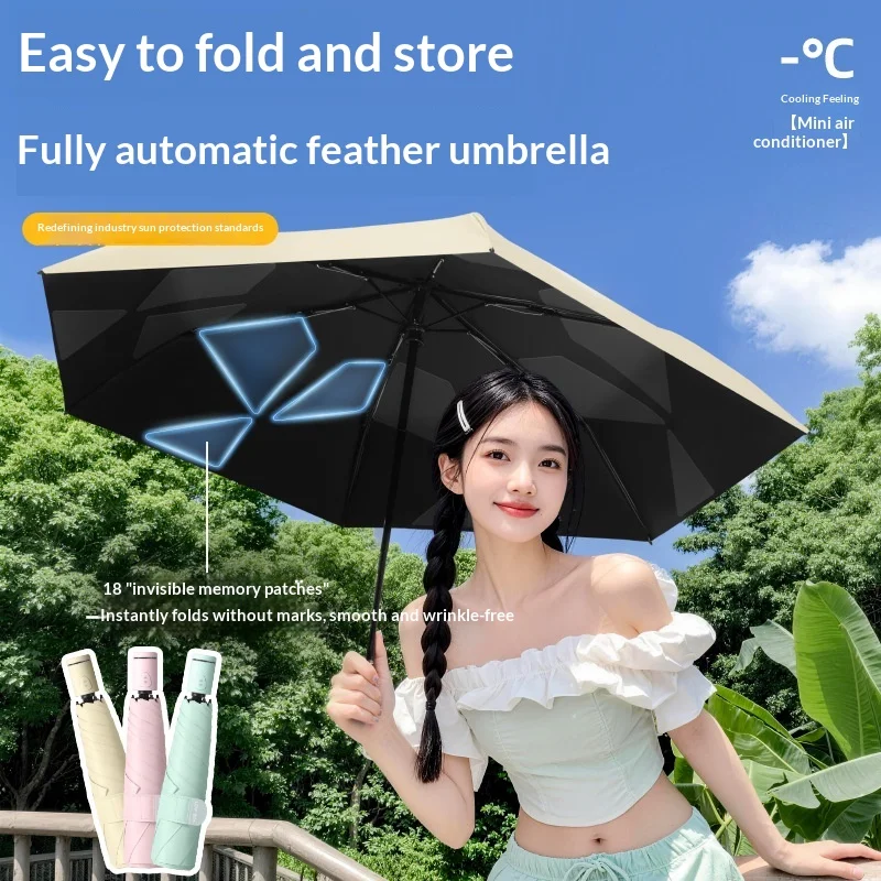 

Self-Folding Umbrella, No Manual Folding Needed, One Second Auto Close, Lightweight Automatic 3-Fold UV Sun & Rain Umbrella