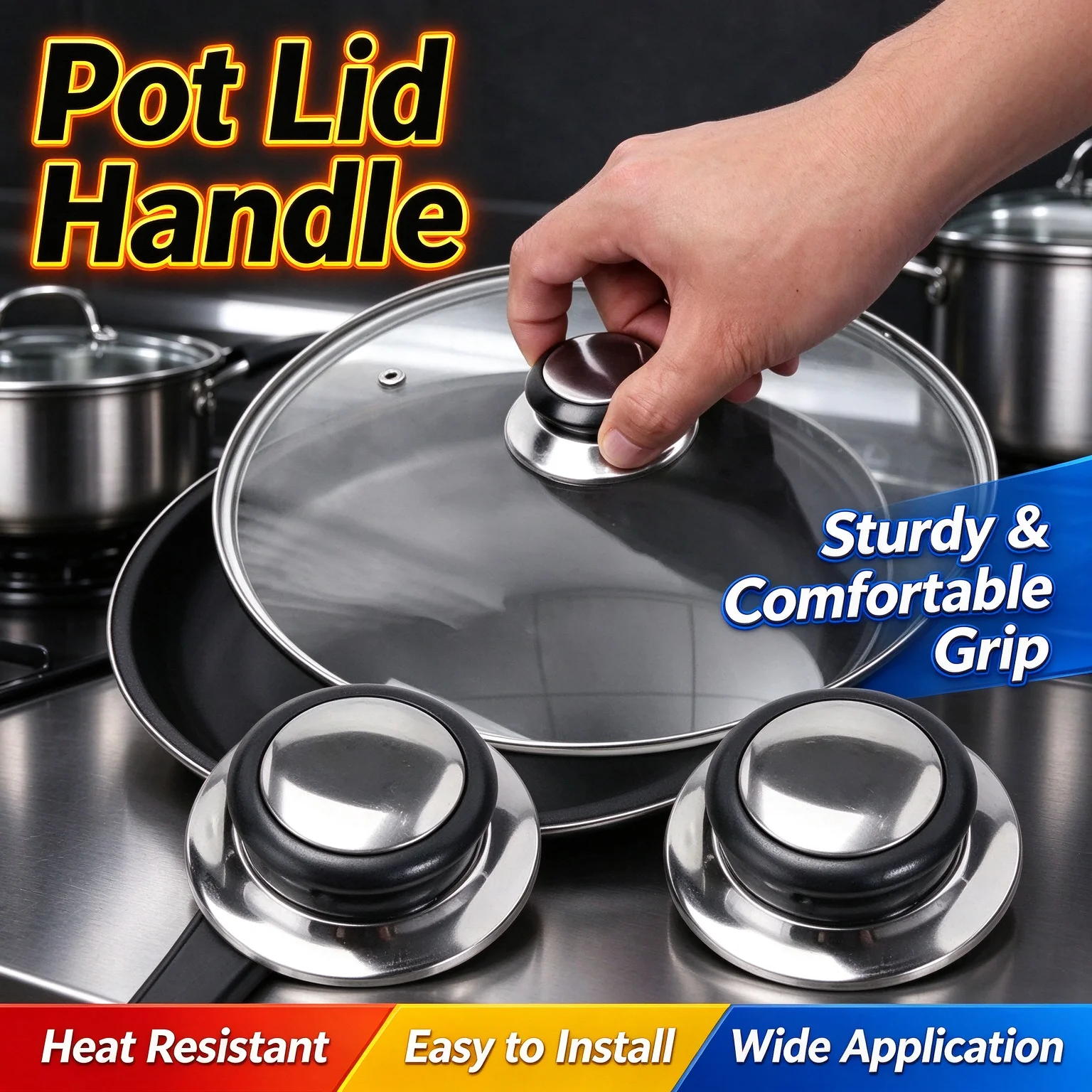 1-10 PCS Replaceable Universal Pot Lid Handle Pot Lid Handle Kitchen Accessories Glass Pot Head Heat-Resistant Pot Cap Top Bead