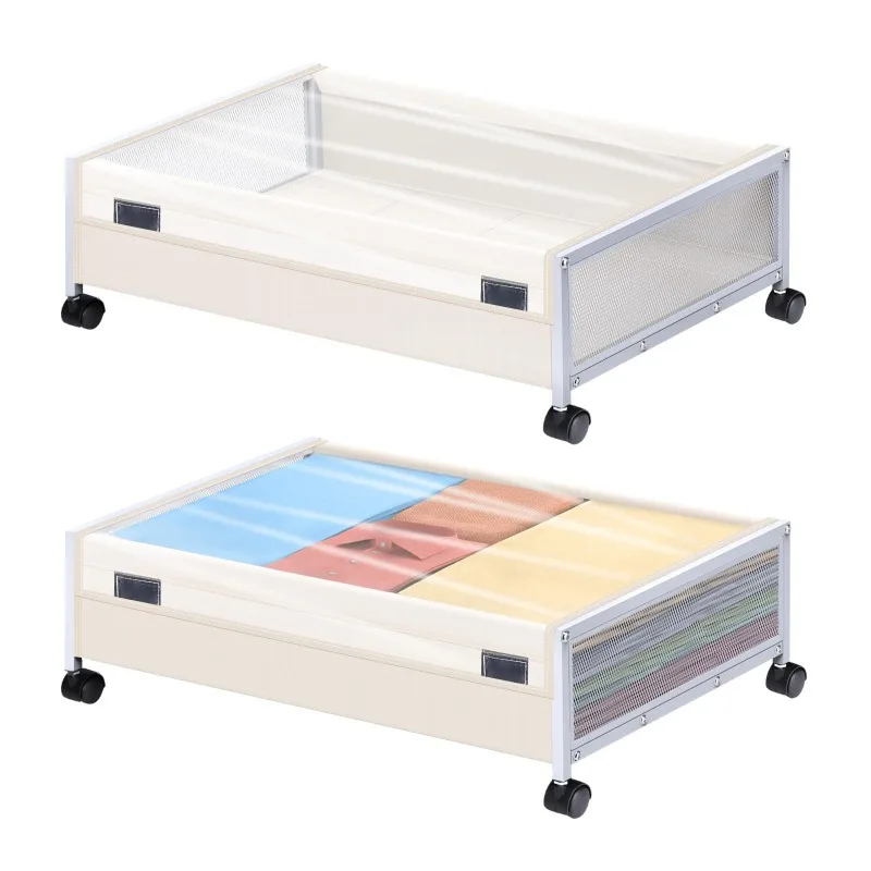 

Clothes and shoes storage under the bed with wheels Storage locker for large-capacity items under the bed Transparent cover