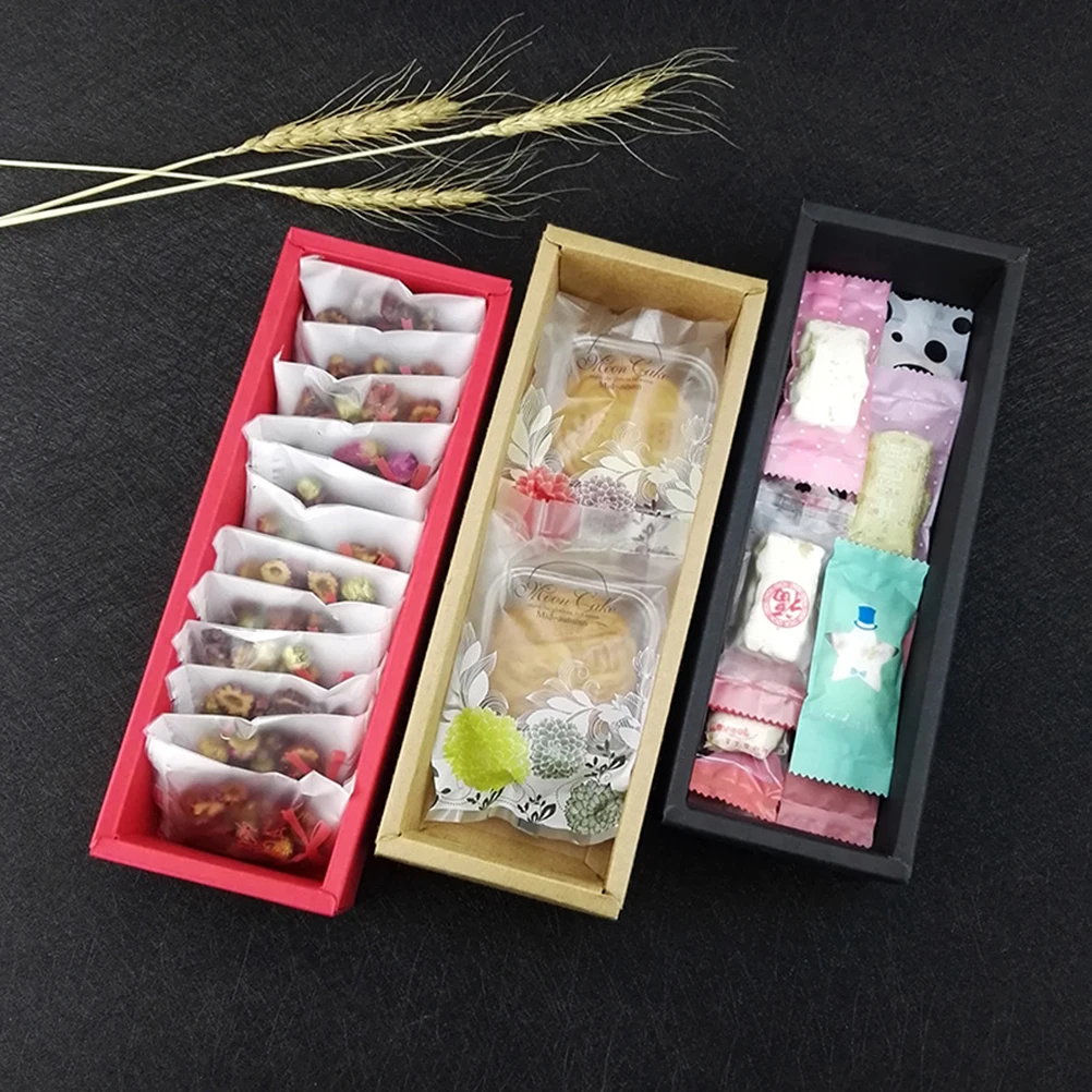 

10Pcs Transparent PVC Window Baking Packaging Boxes Rectangle Long Roll Cookie Candy Dessert Favor Boxes Long Candy Box