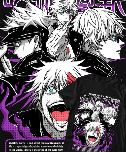 Camiseta unisex de Jujutsu Kaisen Satoru Gojo Etapas con Locura, Camiseta de anime de algodón