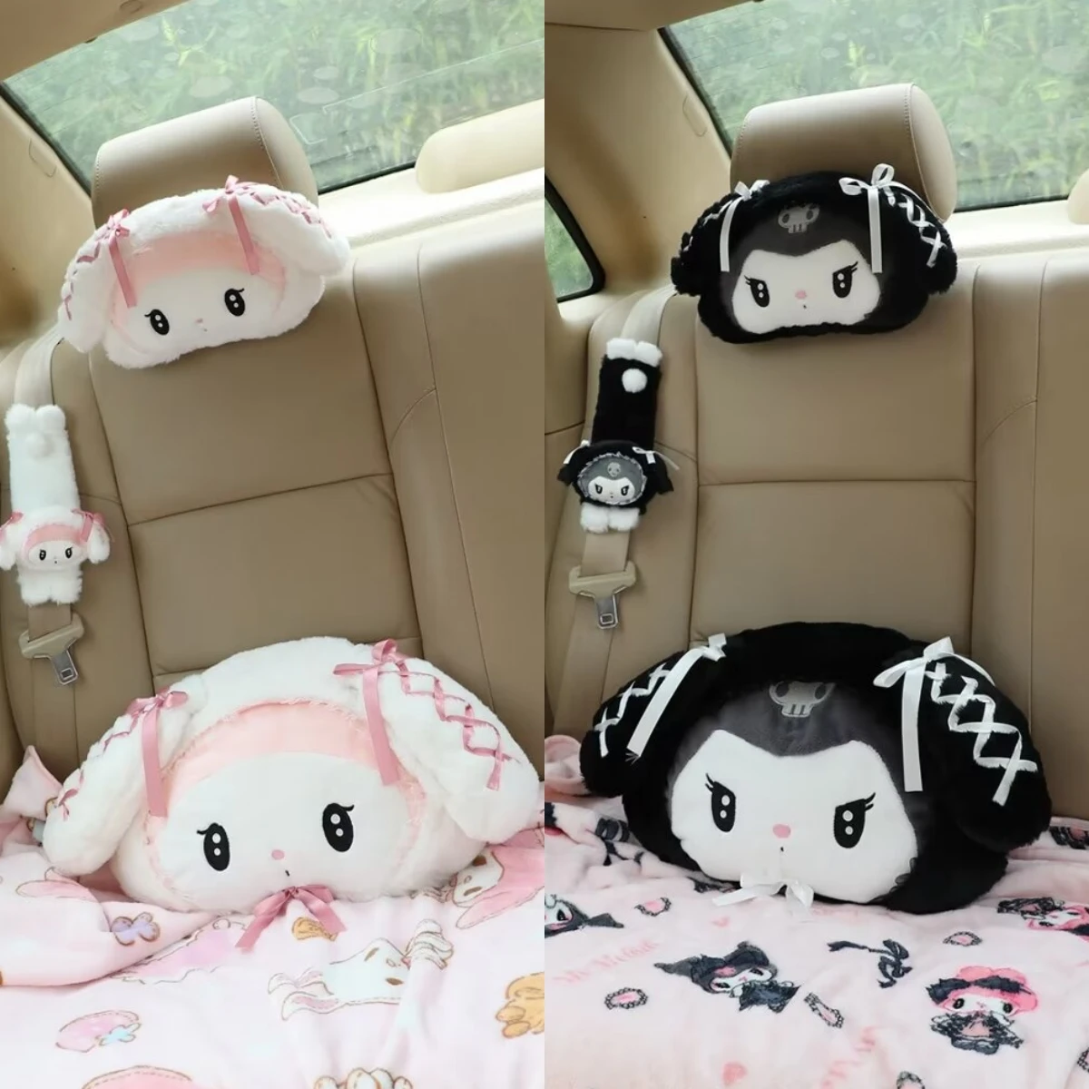 Sanrio Lolita My Melody Kuromi poggiatesta cuscino per la schiena copertura per cintura di sicurezza per auto cuscino imbottito per cartoni animati