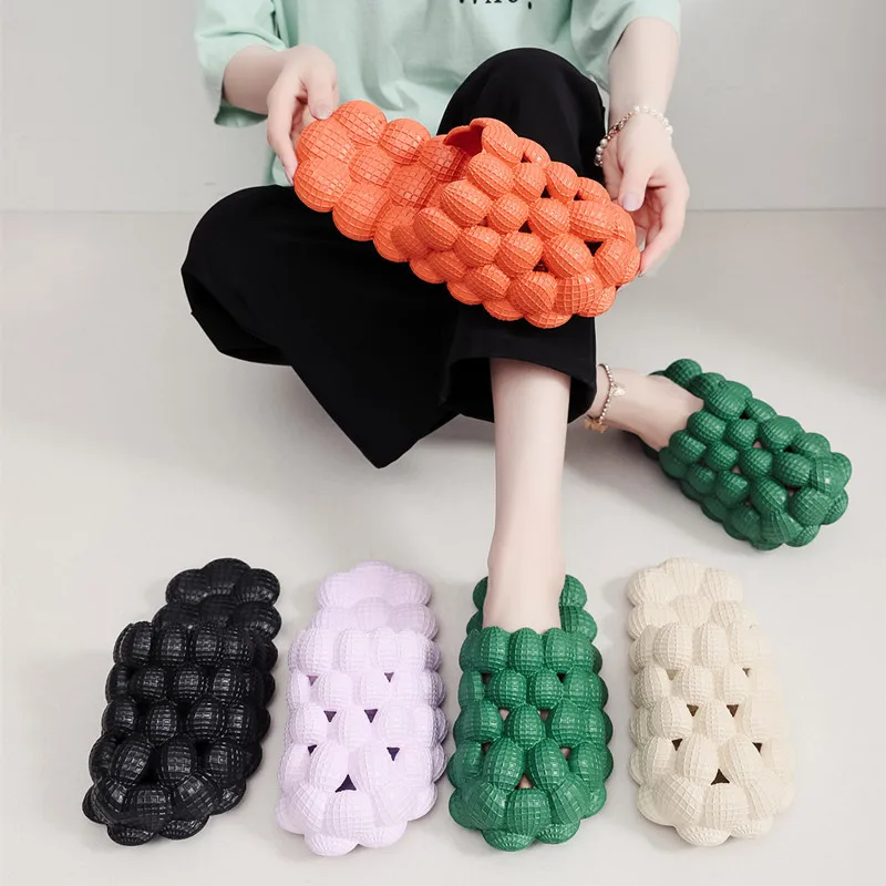 

Women Man Soft Bubble Slippers Fashion EVA Cool Home Beach Shoes Massage Sole Slippers Designer Indoor Peanut Slipper