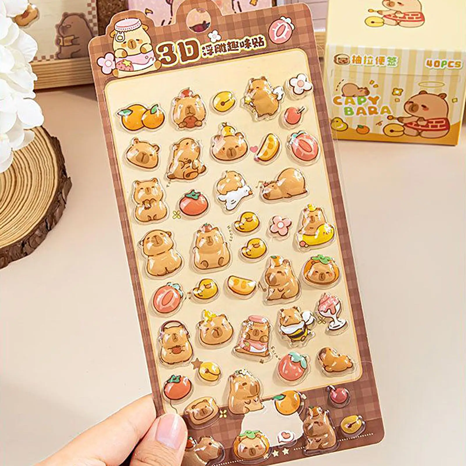 ملصقات ثلاثية الأبعاد كابيبارا الديكور ملصقات الزخرفية للأطفال الفتيات المراهقين الكبار هدايا الحفلات جراب هاتف سجل القصاصات مخطط
