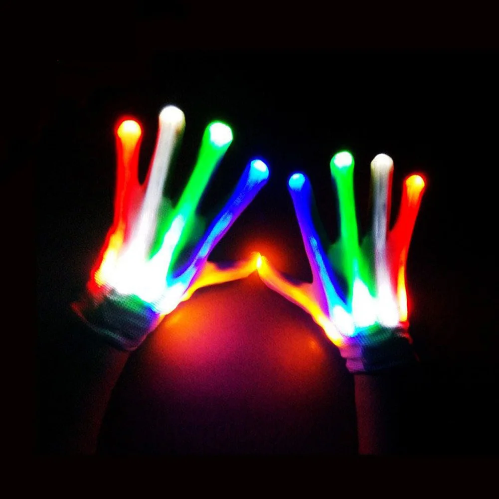 LED Gloves Neon Glowing Halloween Party Light Props Party Gifts For Kids Teen Grown-ups Halloween Chrismas