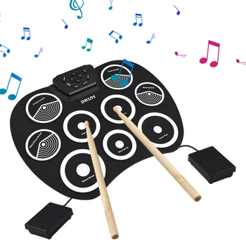Electronic Drum Set Hand-rolled Drum 9-pad MIDI Interface Supports DTX Games Portable Drum